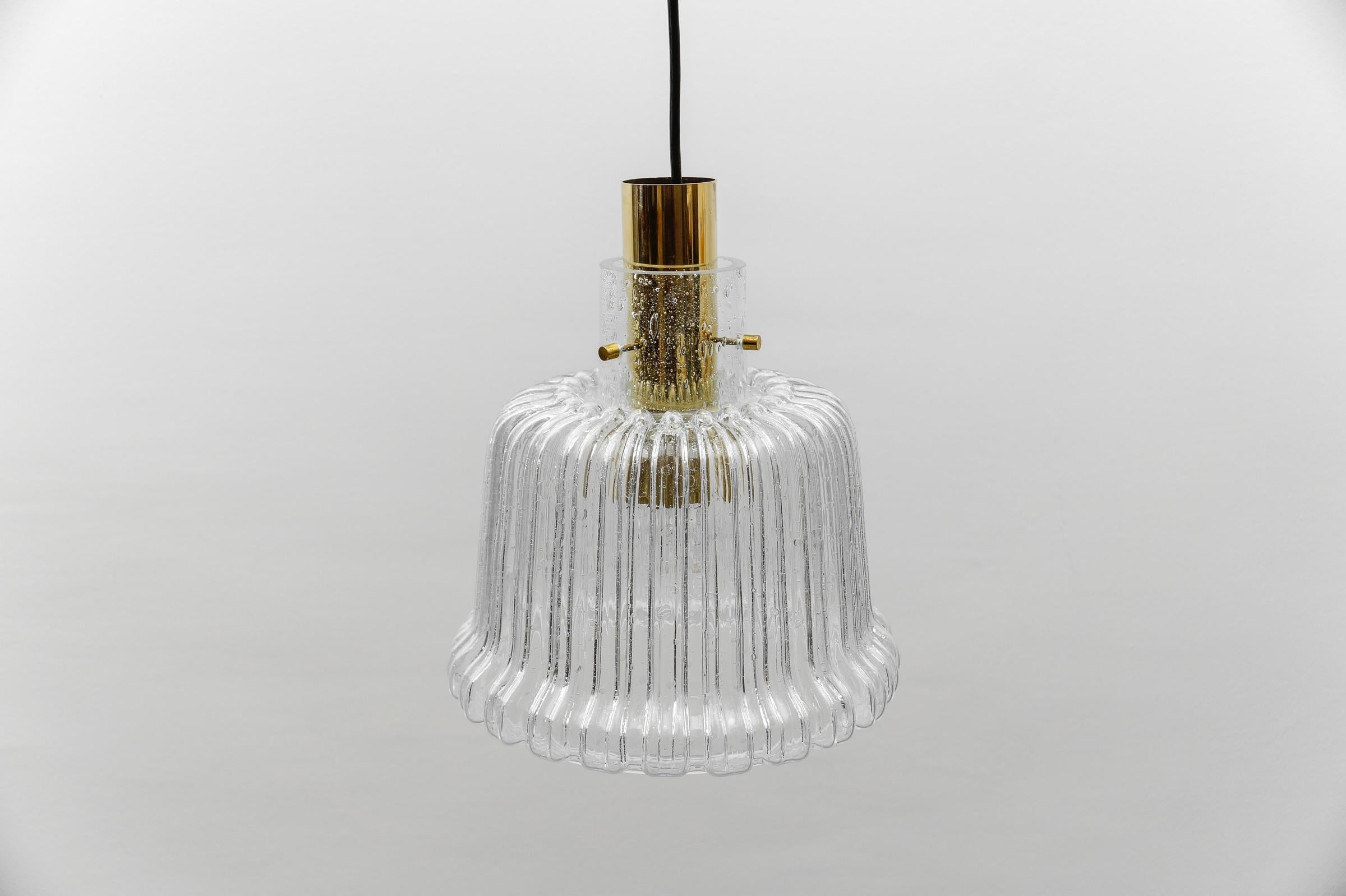 Brass and Crystal Glass Ceiling Lamp by Limburg, Germany 1960s For Sale 4