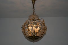 Brass and Crystal Glass Chandelier by Ernst Palme for Palwa, 1960s