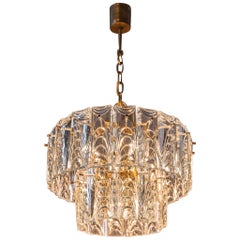 Brass and Crystal Glass Chandelier by Palwa, Germany, 1960s