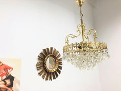Brass and Crystal Glass Hollywood Regency Style Chandelier, Germany, 1960s