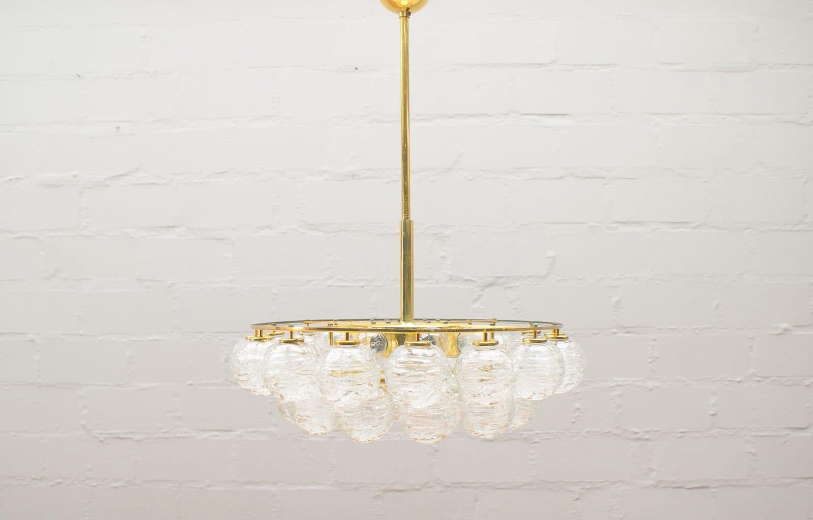 Brass and Crystal Glass Snow Balls Chandelier from Doria, 1970s 1