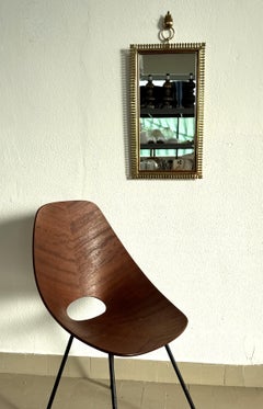 Brass and Crystal Glass Wall Mirror by Vereinigte Werkstätten München, 1970s