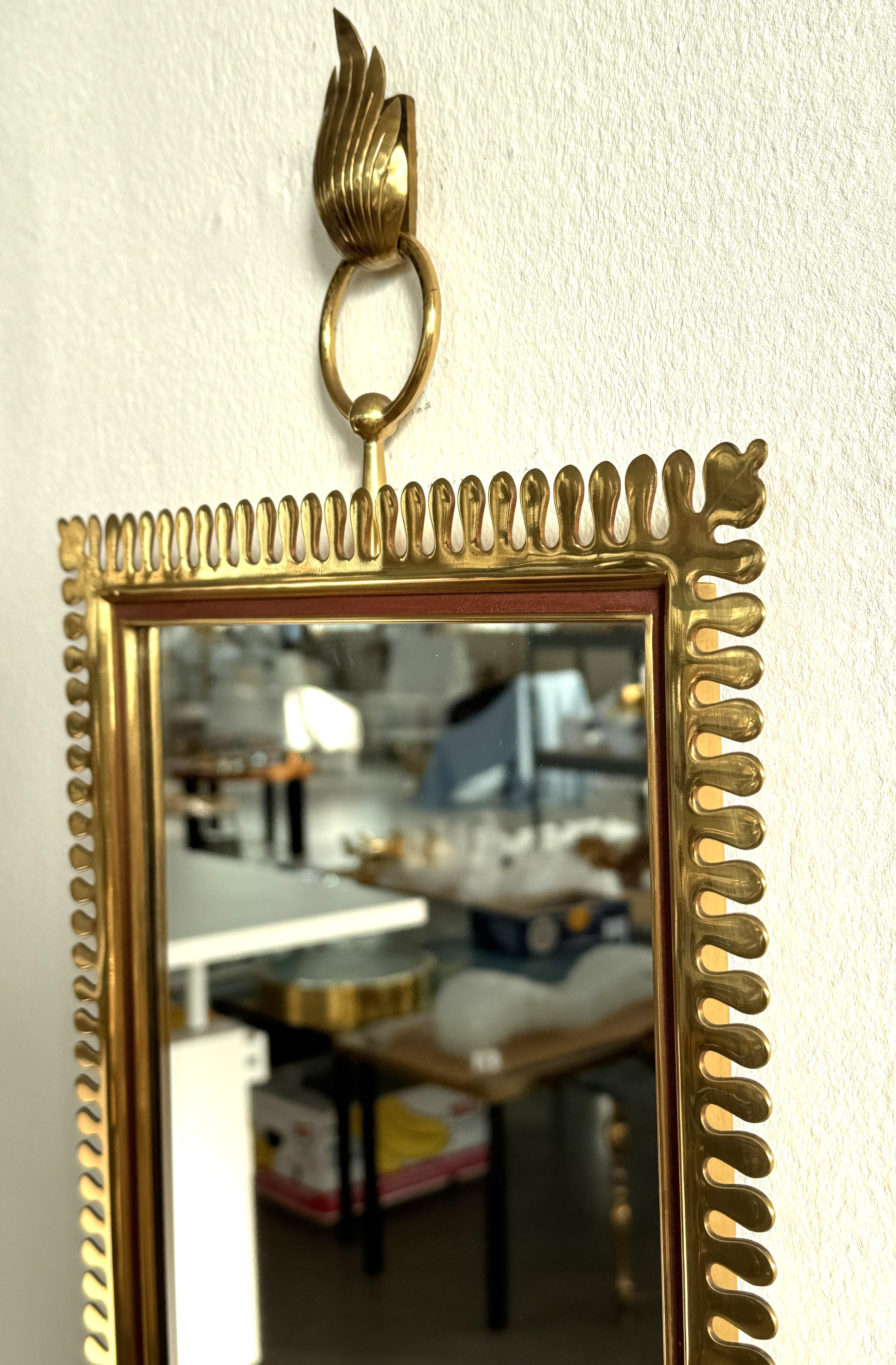 Mid-Century Modern Miroir mural en laiton et verre de cristal par Vereinigte Werkstätten München, années 1970 en vente