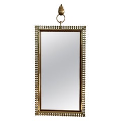 Brass and Crystal Glass Wall Mirror by Vereinigte Werkstätten München, 1970s