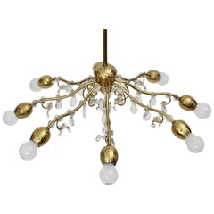 Vintage Brass and Crystal Mid-Century Modern J & L Lobmeyr Chandelier Vienna, 1950s