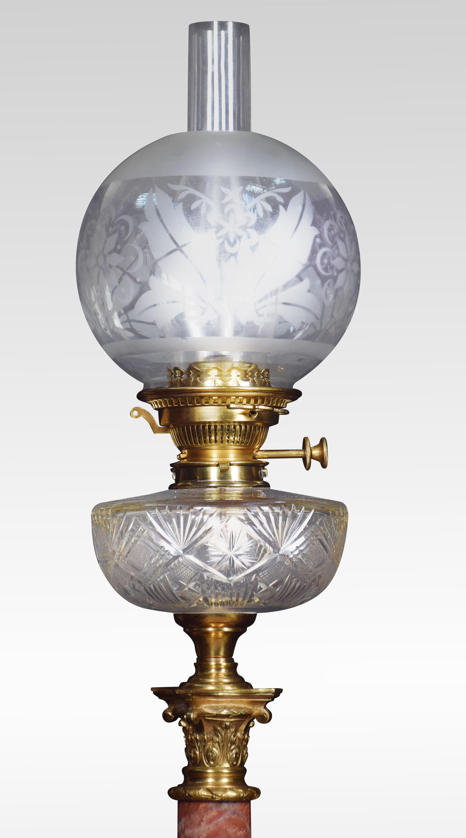 British Brass and Cut-Glass Oil Lamp