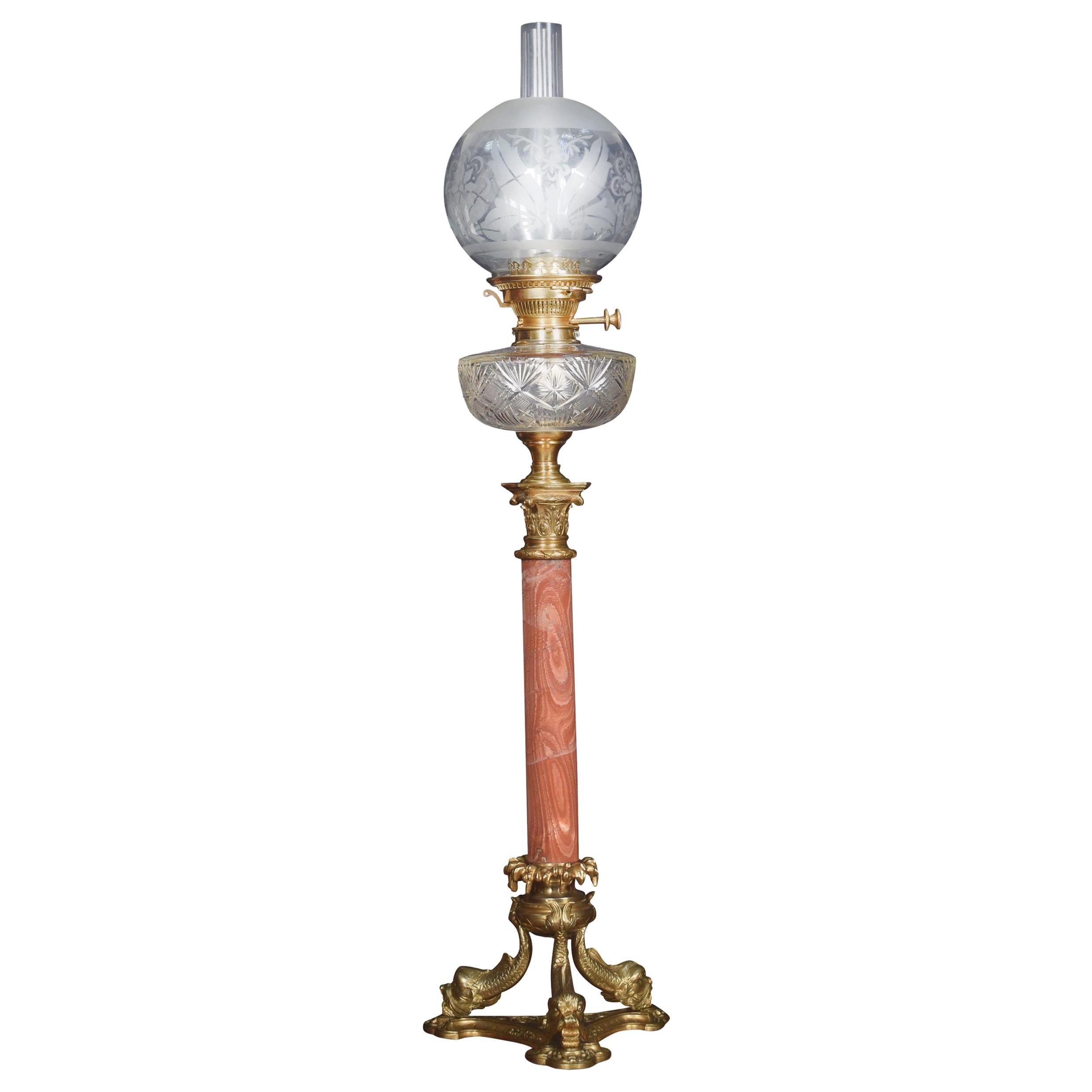 Brass and Cut-Glass Oil Lamp