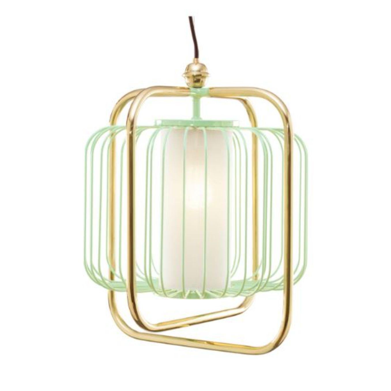 Brass and dream Jules III suspension lamp by Dooq
Dimensions: W 38 x D 38 x H 44 cm
Materials: lacquered metal, polished or brushed metal, brass.
abat-jour: cotton
Also available in different colours and