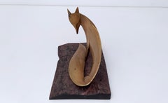 Statue décorative en laiton et ébène d'un renard dans le style de Karl Hagenauer:: années 1940
