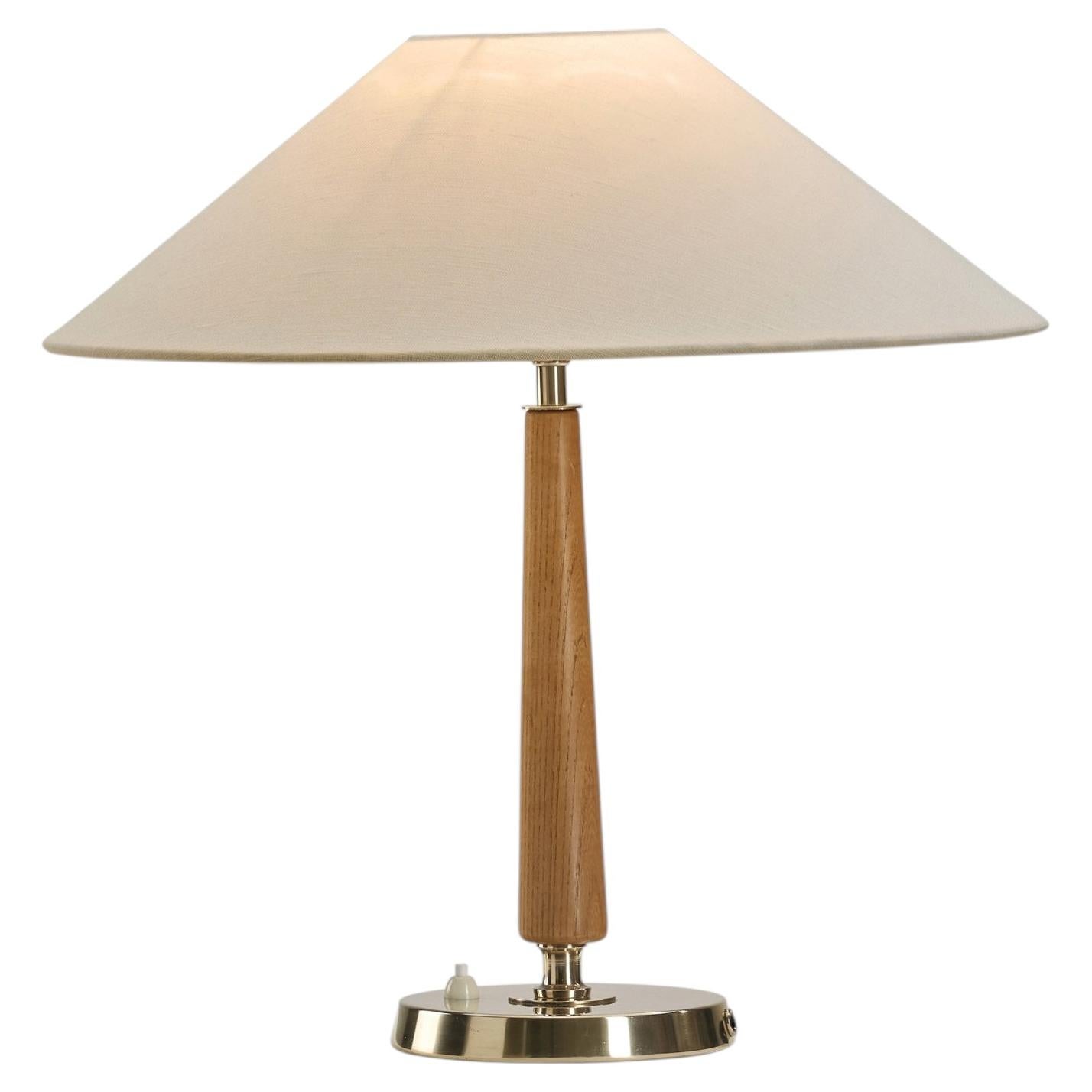 Brass and Elm "32755" Table Lamp by Bertil Brisborg, Sweden Mid-20th Century