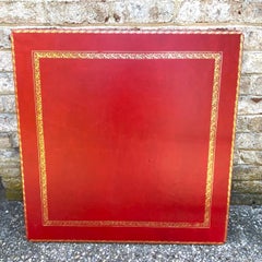 Brass and Embossed Red Leather Coffee Table in the Manner of Maison Jansen