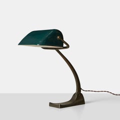 Lampe de banque en laiton et émail