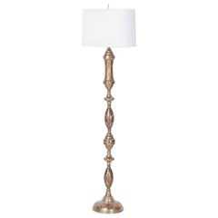 Brass and Enamel Floor Lamp
