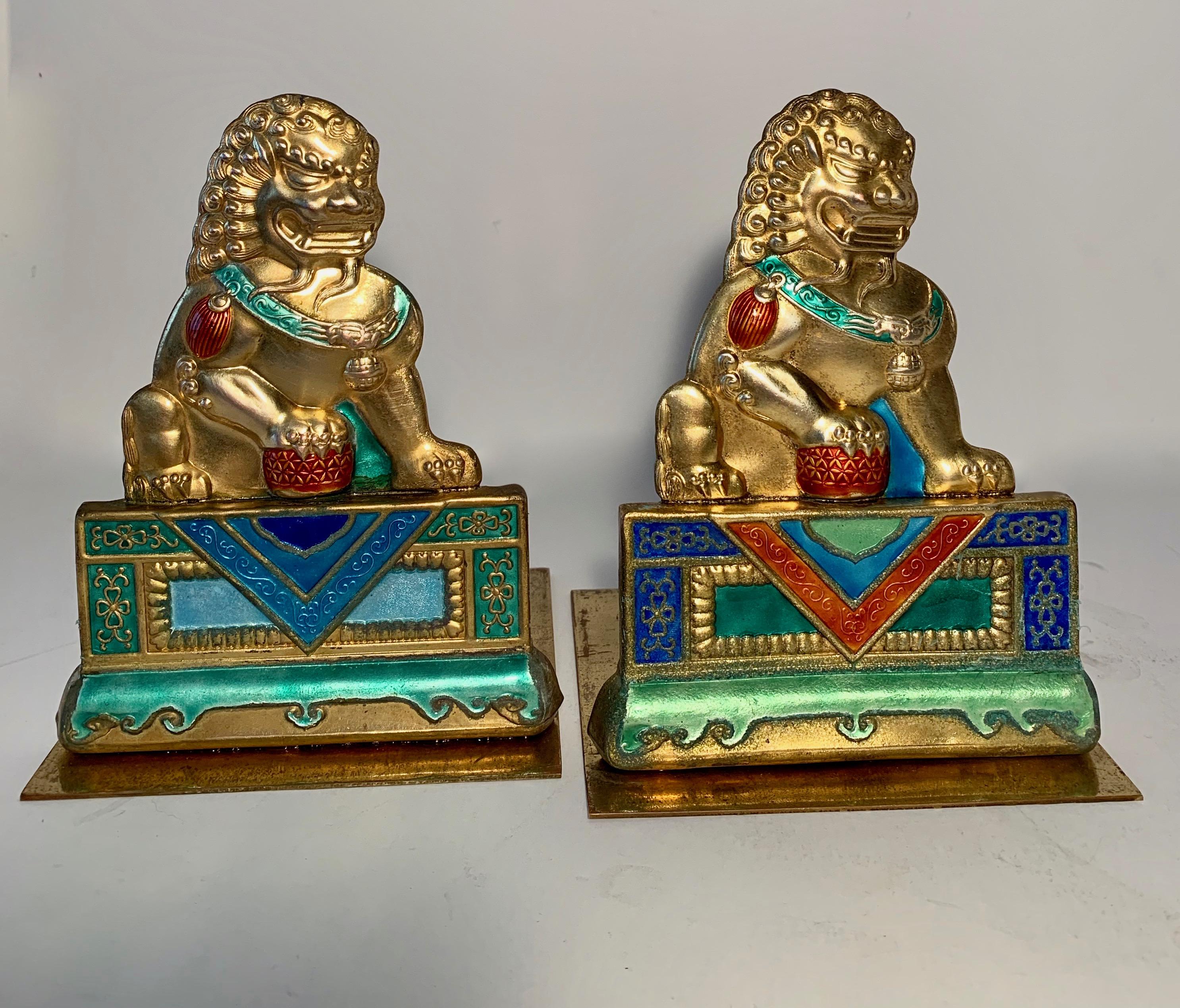 brass dog bookends