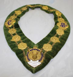 Brass and Enamel Velvet Lodge Chain Masonic Regalia