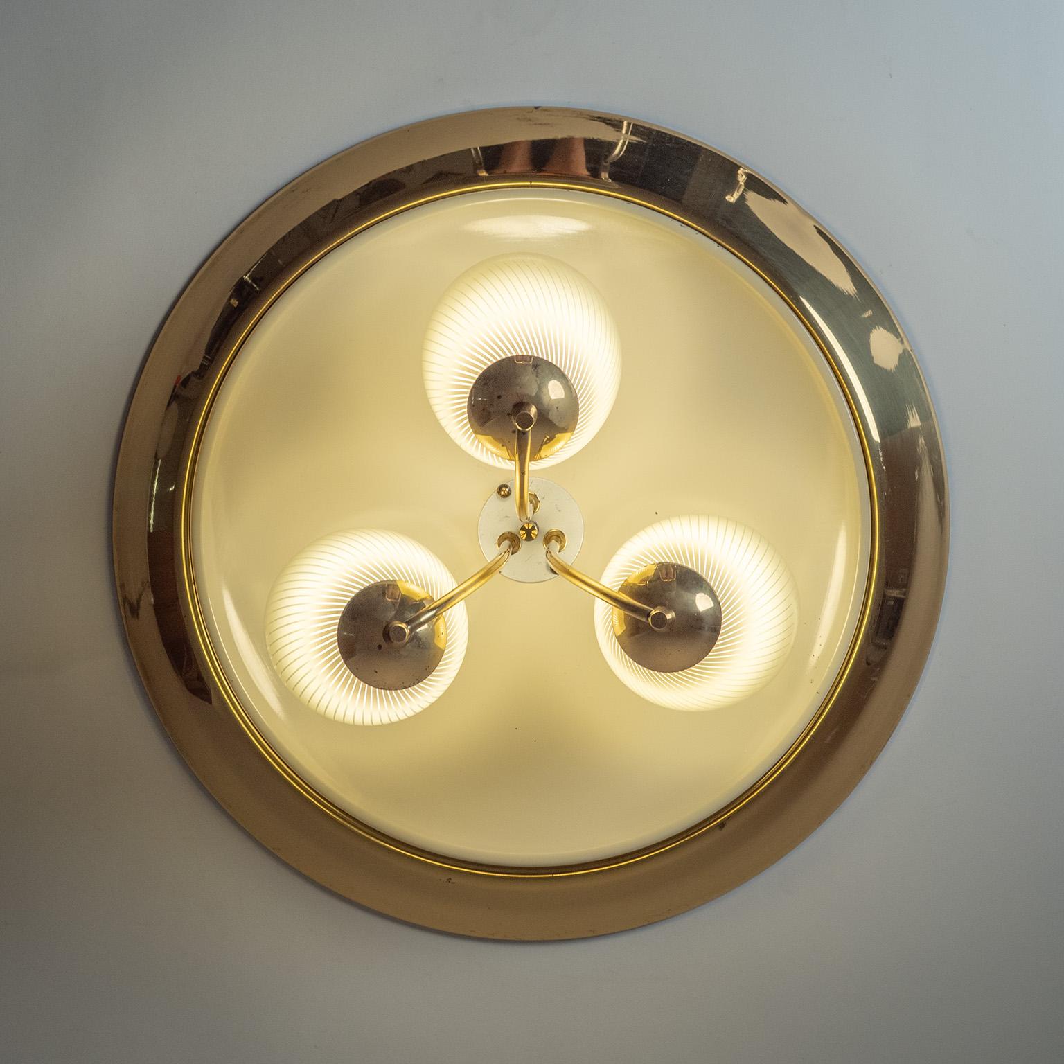 Émaillé Monture affleurante en laiton et verre émaillé, années 1950 en vente