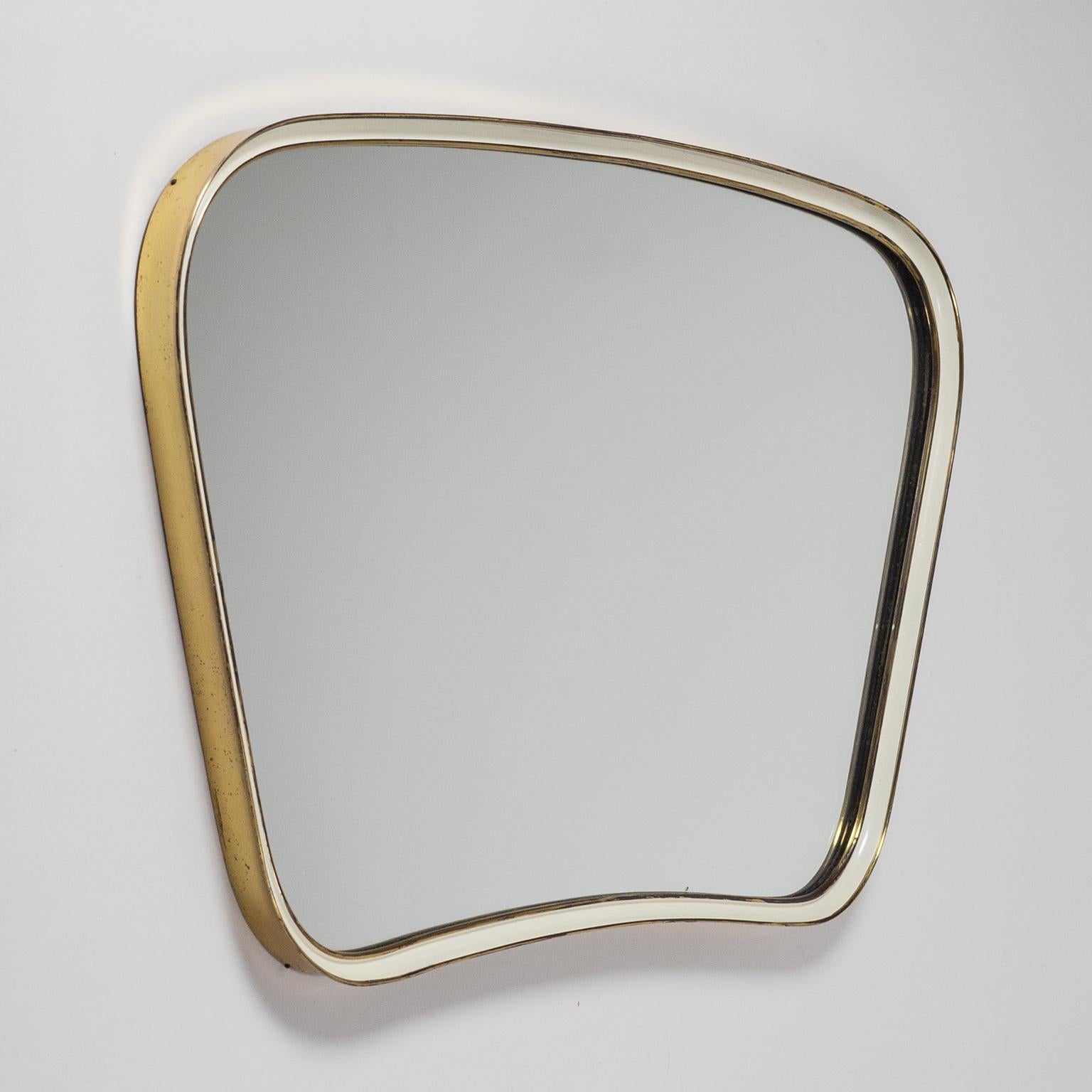 Mid-Century Modern Brass and Enameled Mirror, 1950s