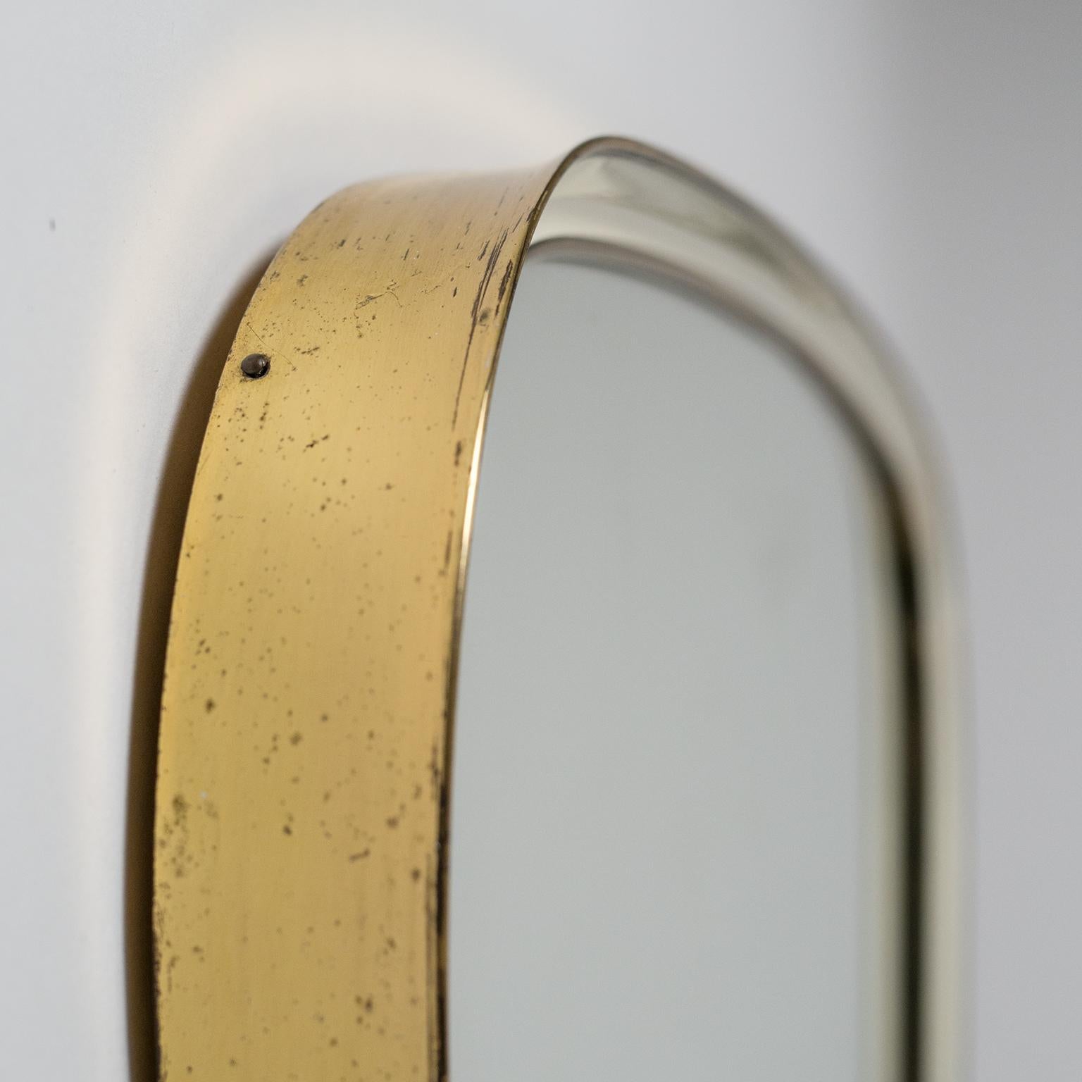 German Brass and Enameled Mirror, 1950s