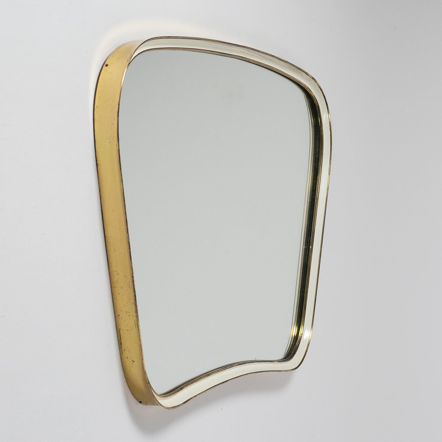 Brass and Enameled Mirror, 1950s 1