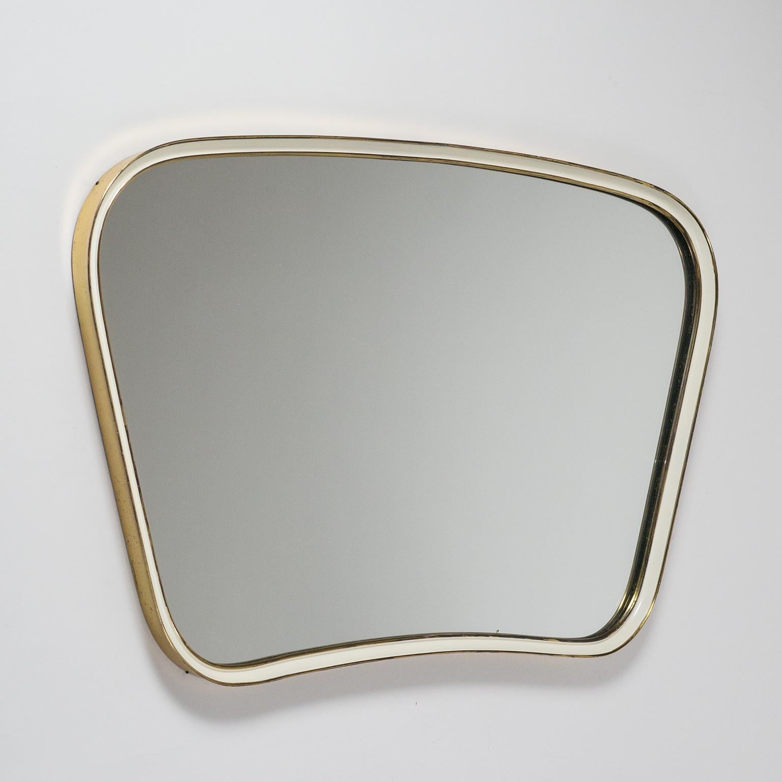 Brass and Enameled Mirror, 1950s 2