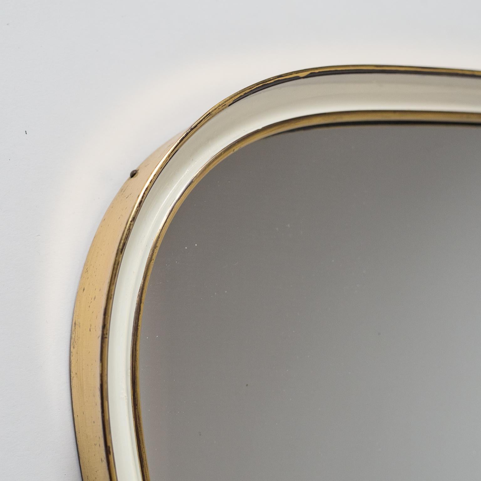 Brass and Enameled Mirror, 1950s 3