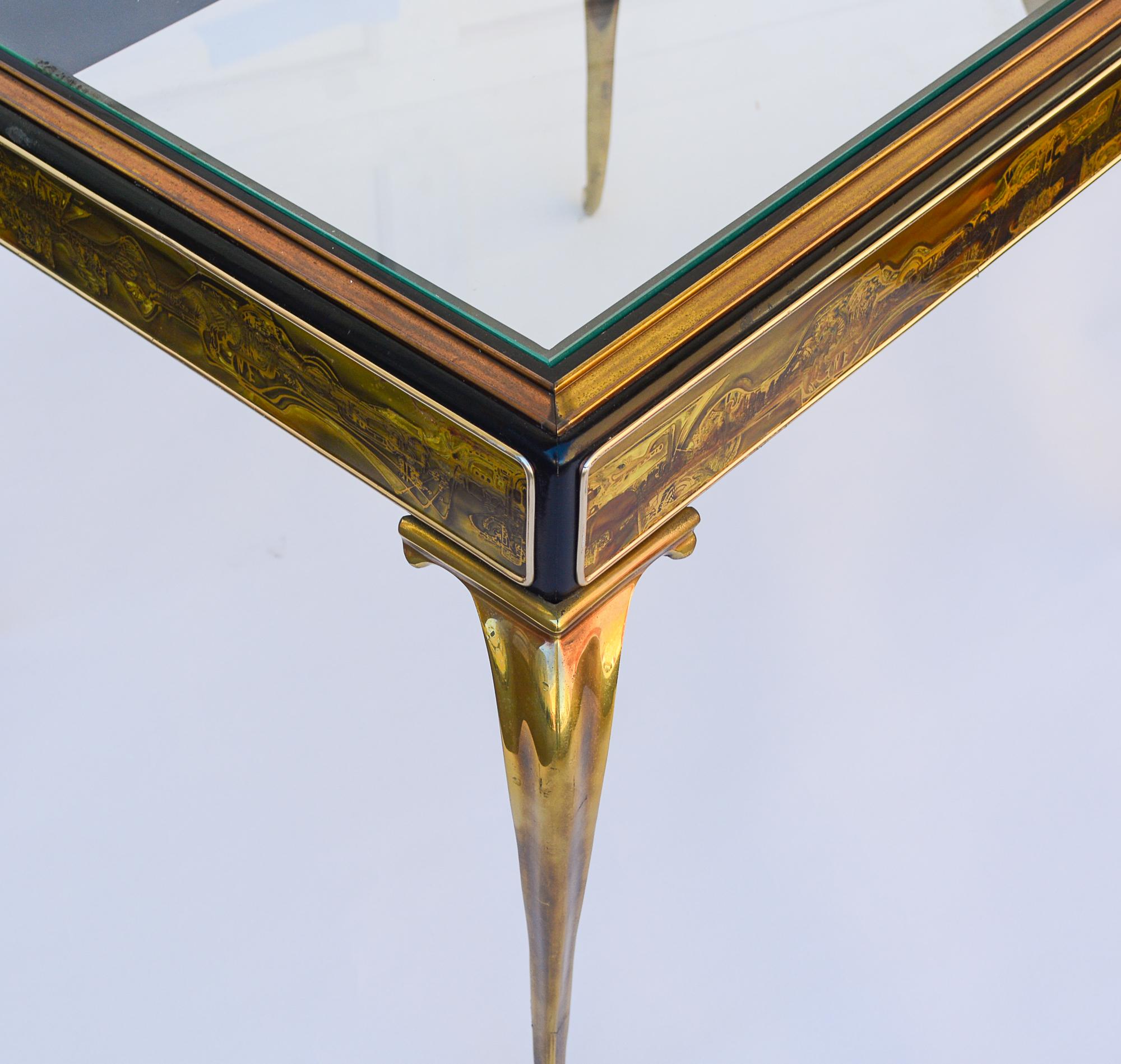 Américain Table d'appoint en laiton et bronze gravé par Bernhard Rohne en vente