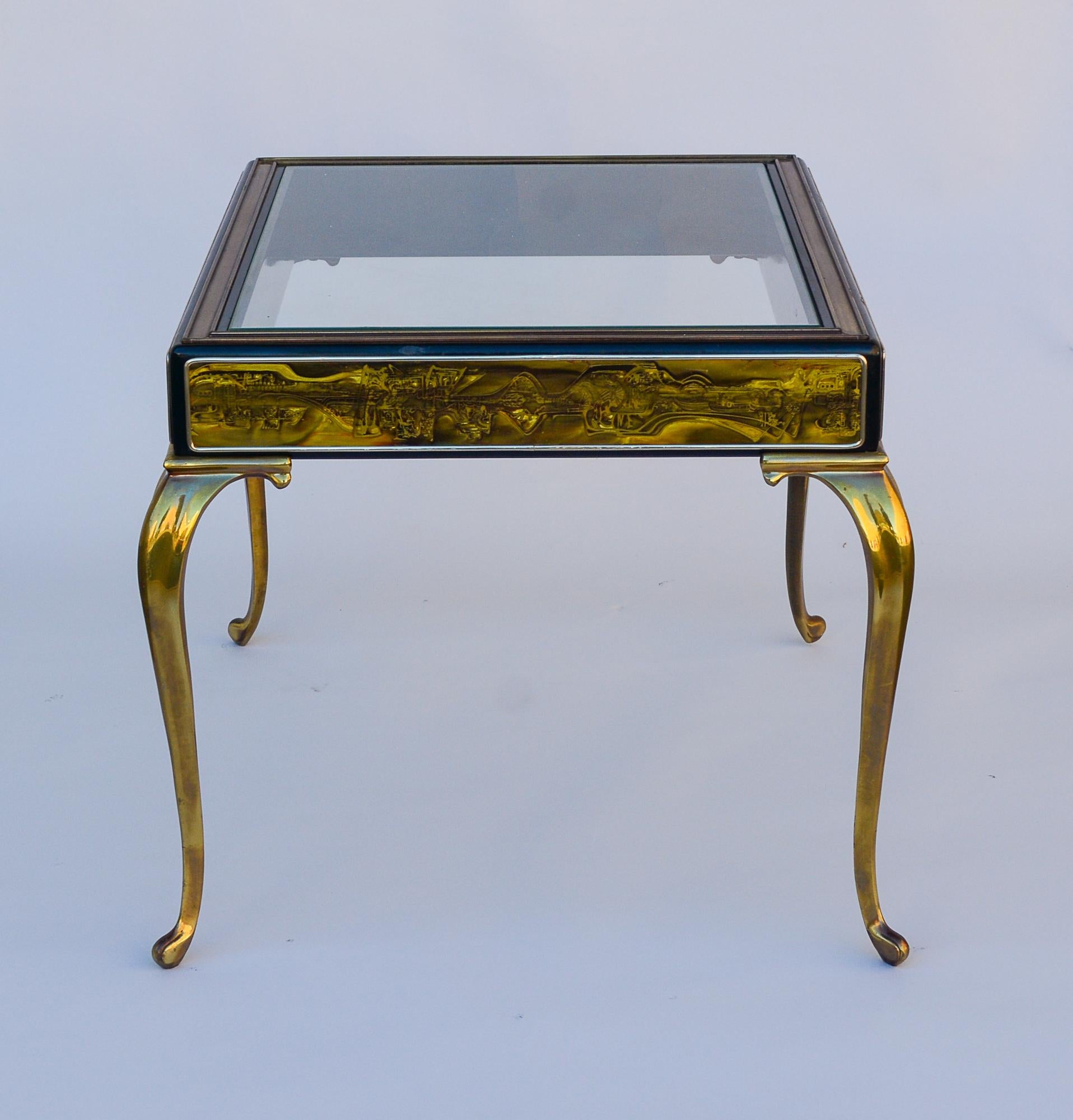 Fin du 20e siècle Table d'appoint en laiton et bronze gravé par Bernhard Rohne en vente