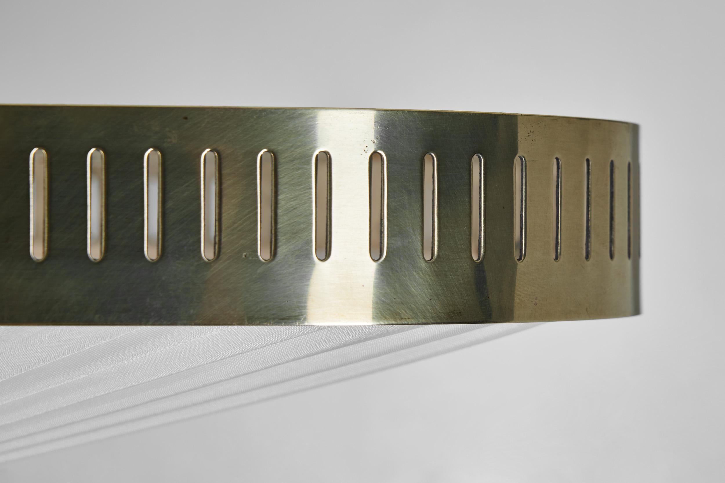 Brass and Fabric Ceiling Lamp by Itsu, Finland 1960s 5