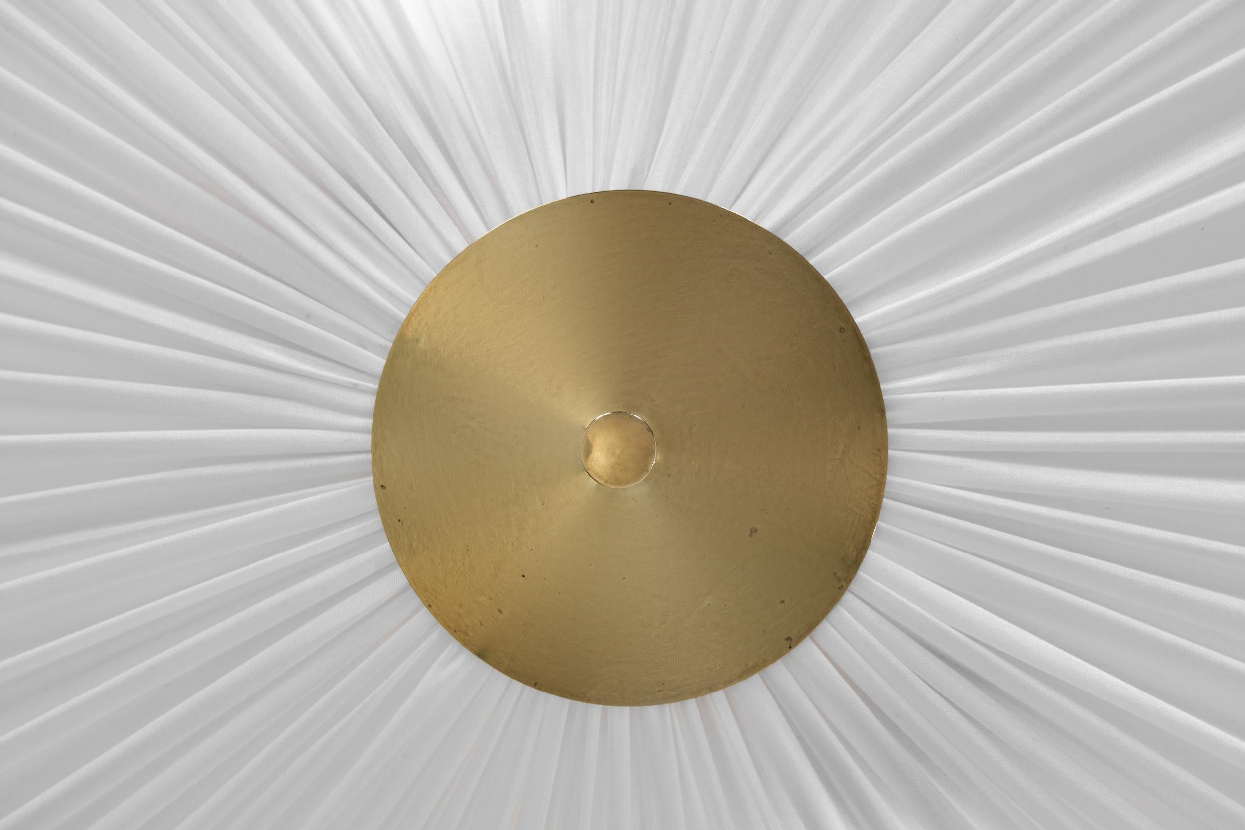 Brass and Fabric Ceiling Lamp by Itsu, Finland 1960s 8