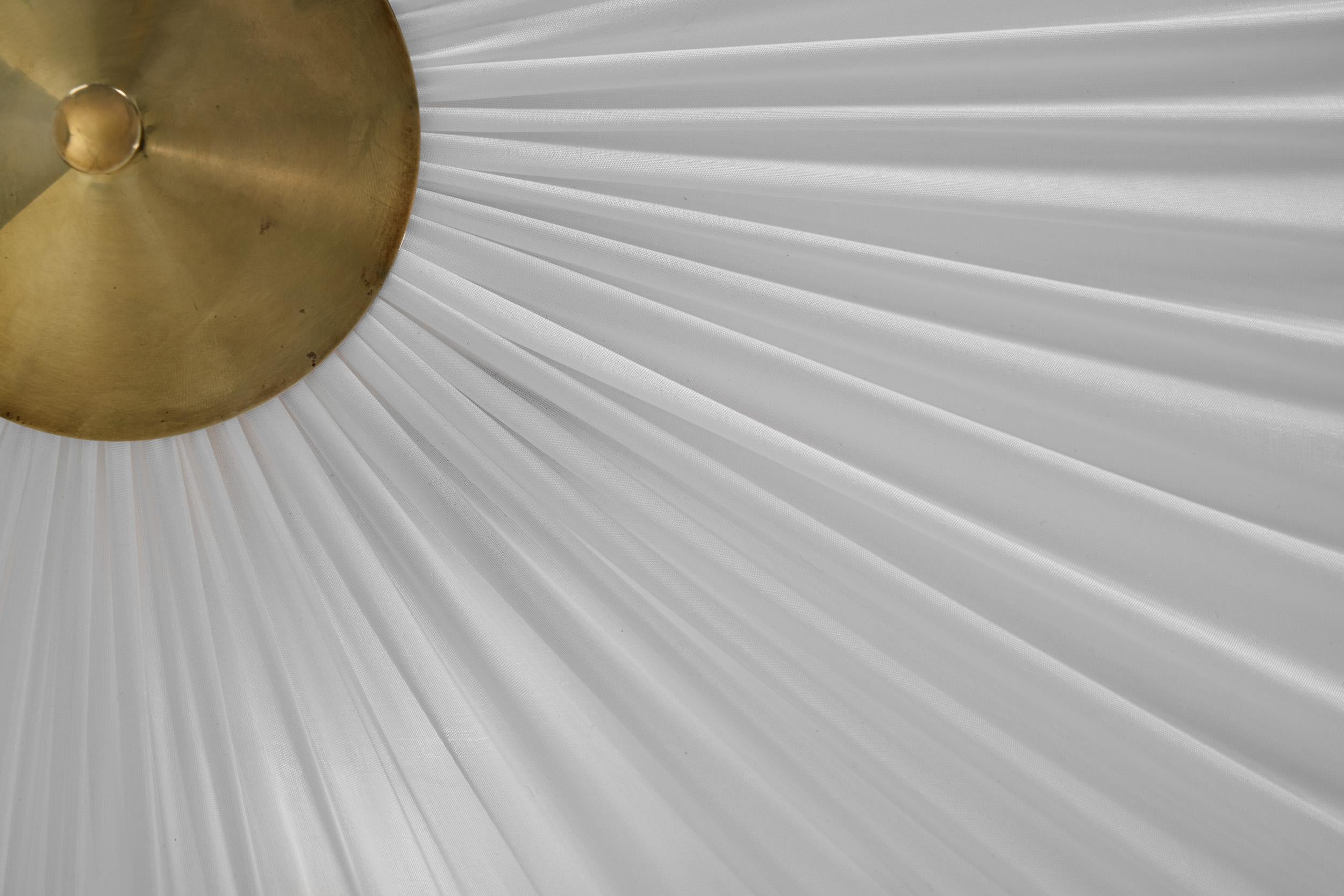 Brass and Fabric Ceiling Lamp by Itsu, Finland 1960s 9