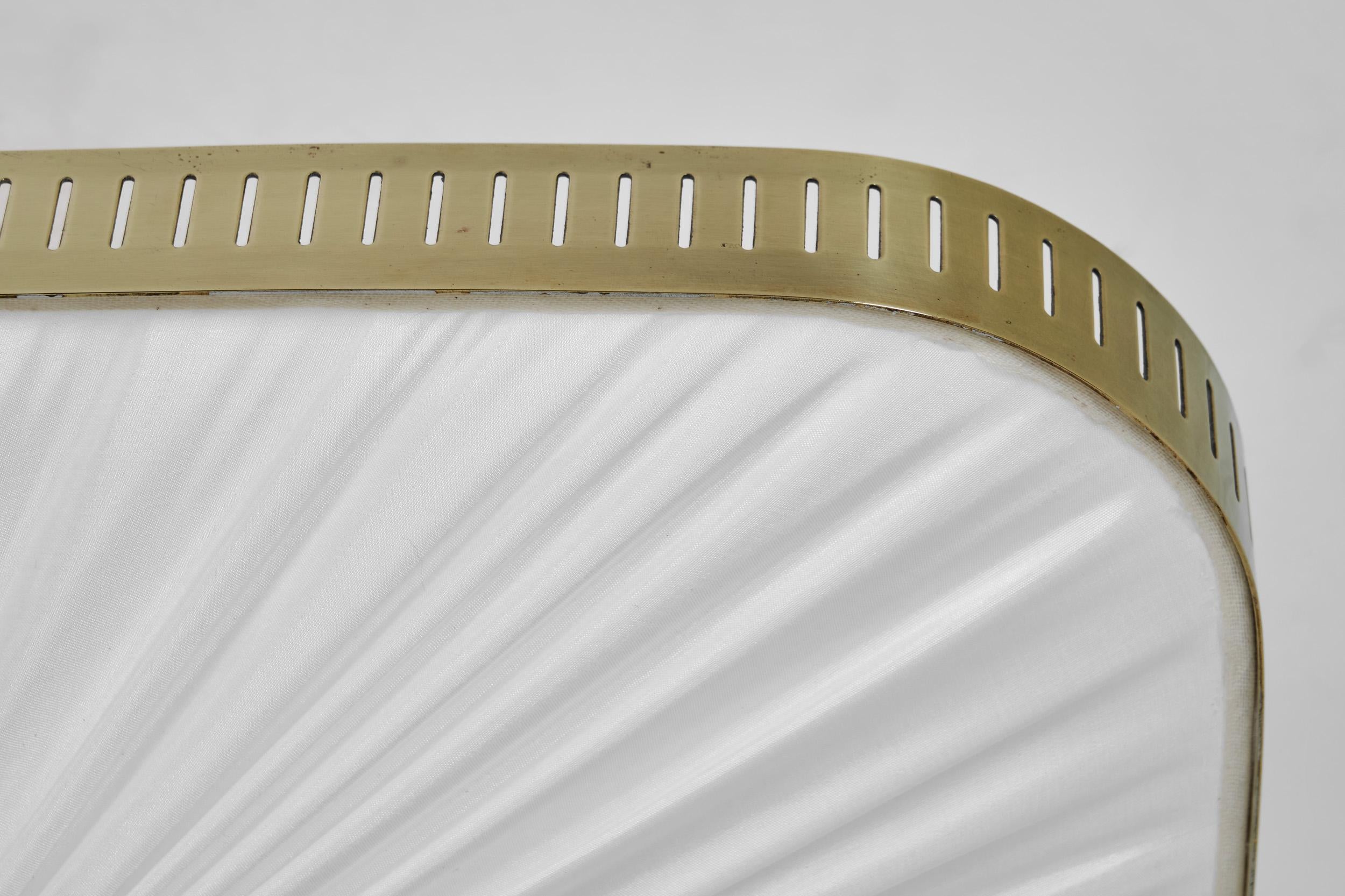 Brass and Fabric Ceiling Lamp by Itsu, Finland 1960s 10