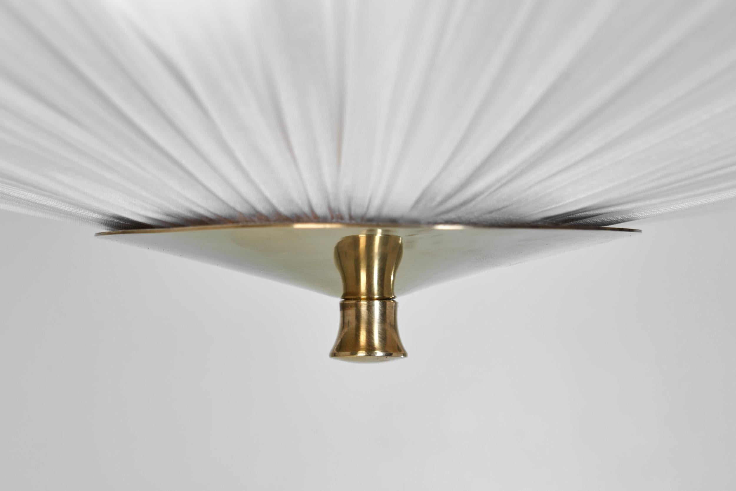 Brass and Fabric Ceiling Lamp by Itsu, Finland 1960s 12
