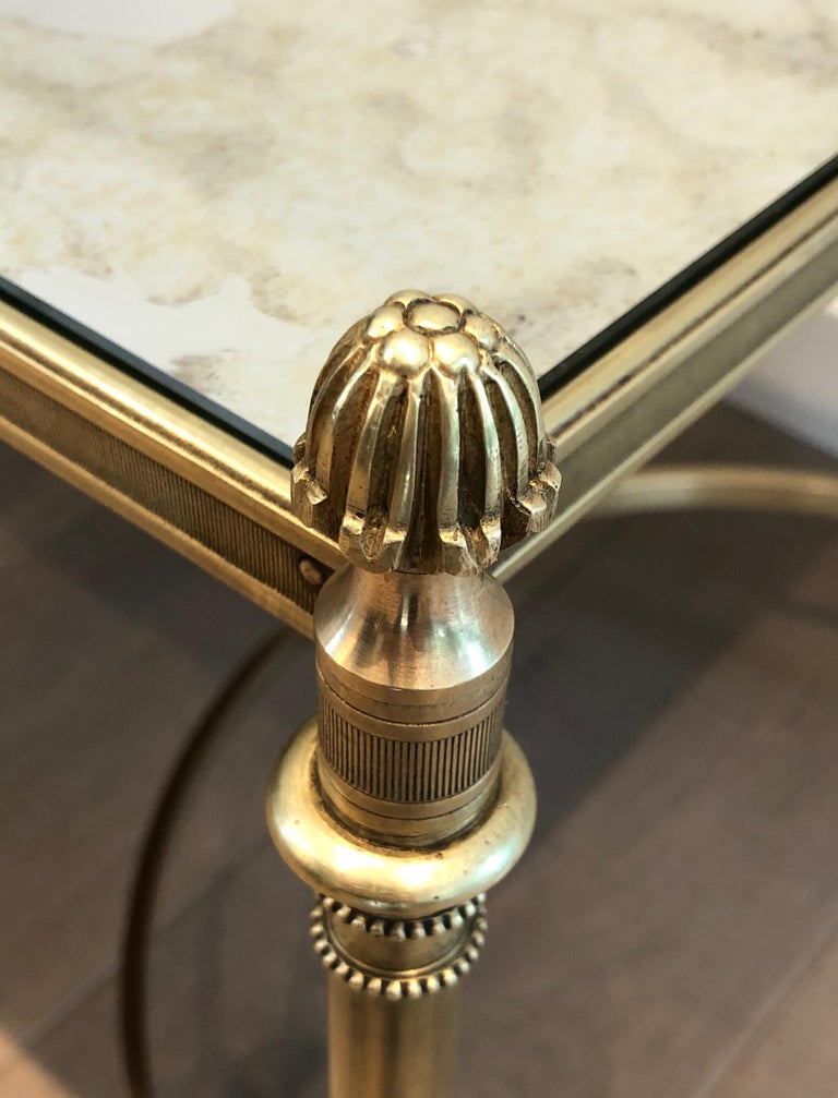 Brass and FauxAntiques Mirror Top Coffee Table by Maison Jansen, Circa