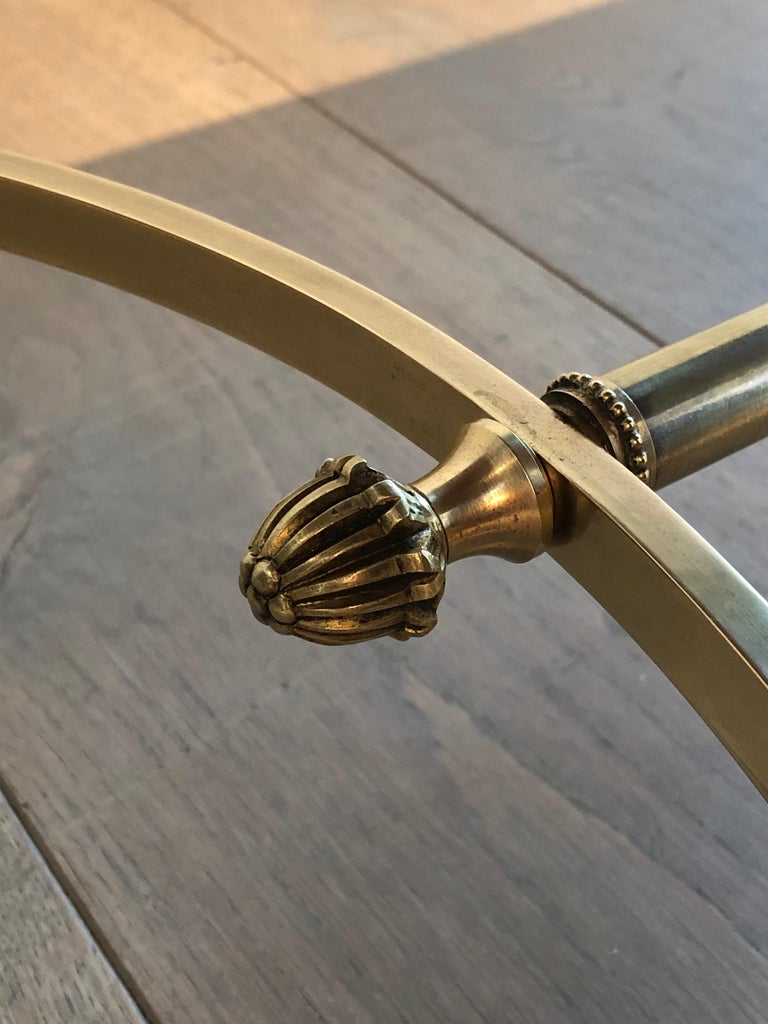 Brass and FauxAntiques Mirror Top Coffee Table by Maison Jansen, Circa