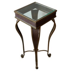 Brass and Faux Crocodile Side Table