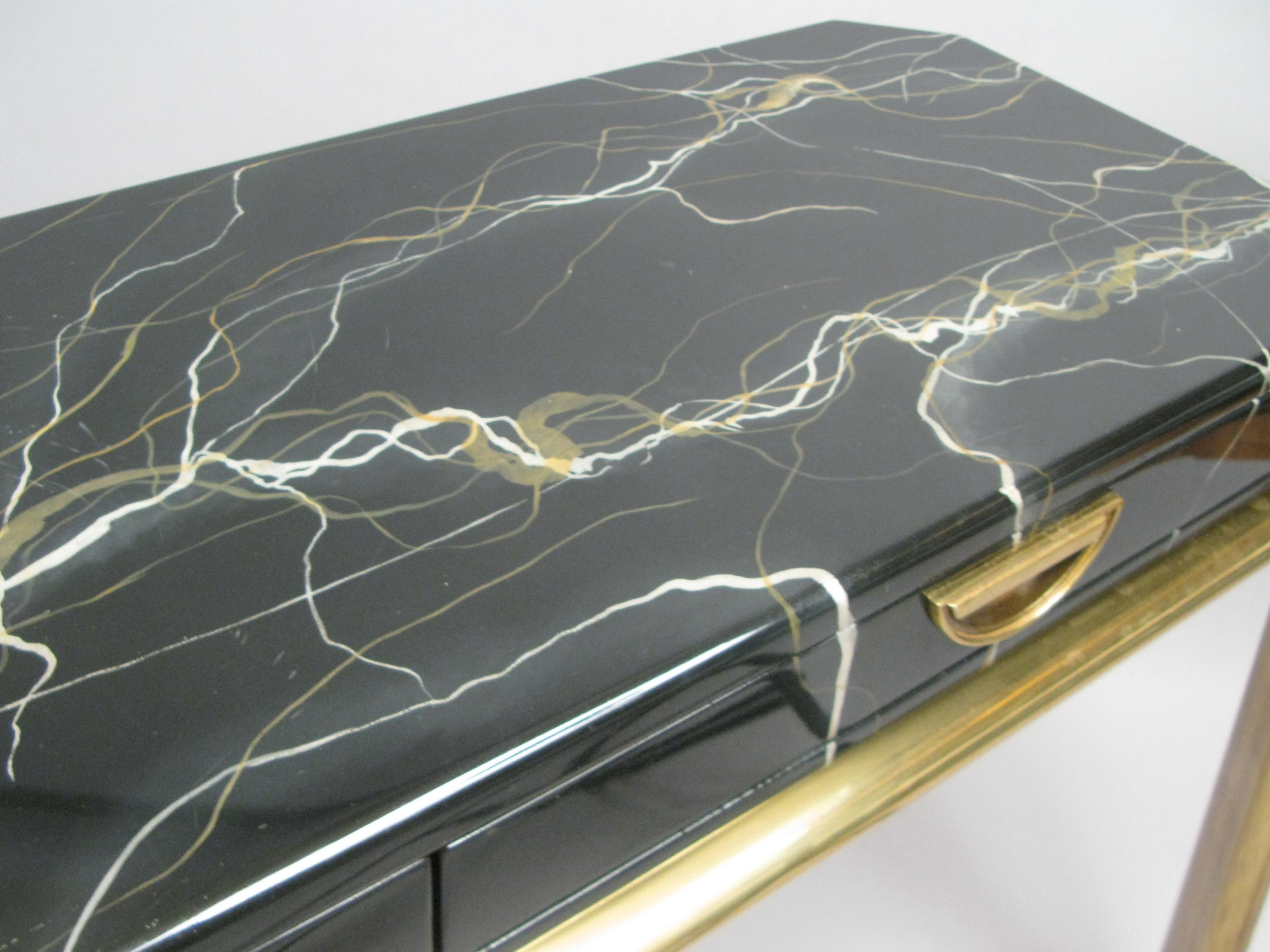 Brass and Faux Marble Console Table by Widdicomb 2