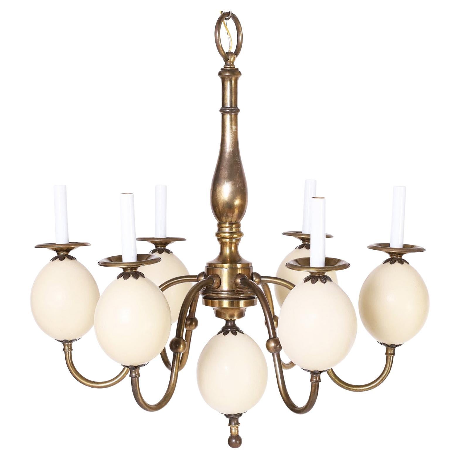 Brass and Faux Ostrich Egg Chandelier For Sale at 1stDibs | egg chandeliers