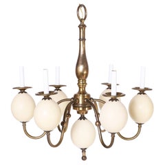 Brass and Faux Ostrich Egg Chandelier