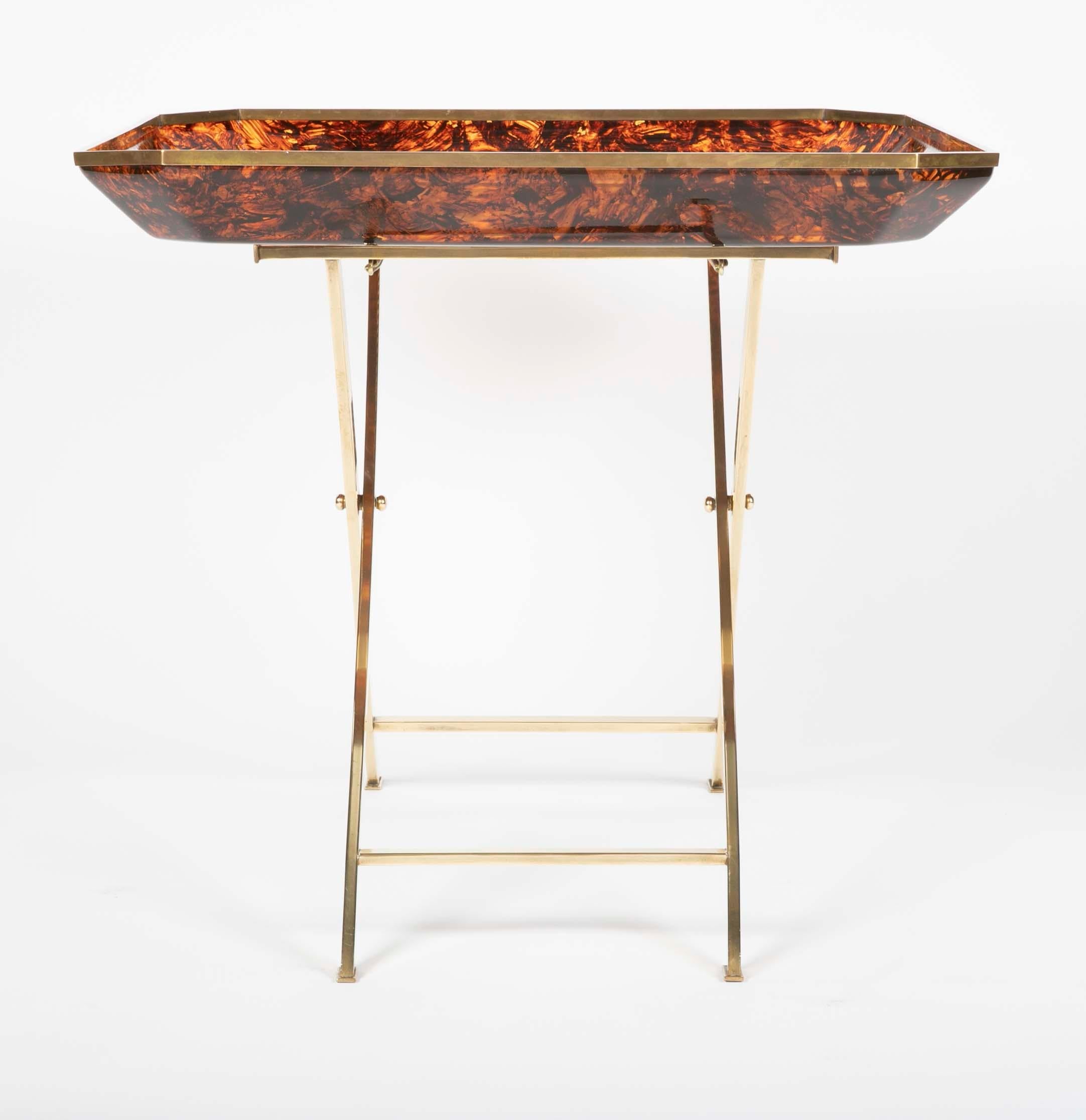 Brass and Faux Tortoise Tray Table in the Manner of Maison Jansen 5