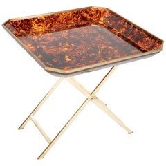 Brass and Faux Tortoise Tray Table in the Manner of Maison Jansen
