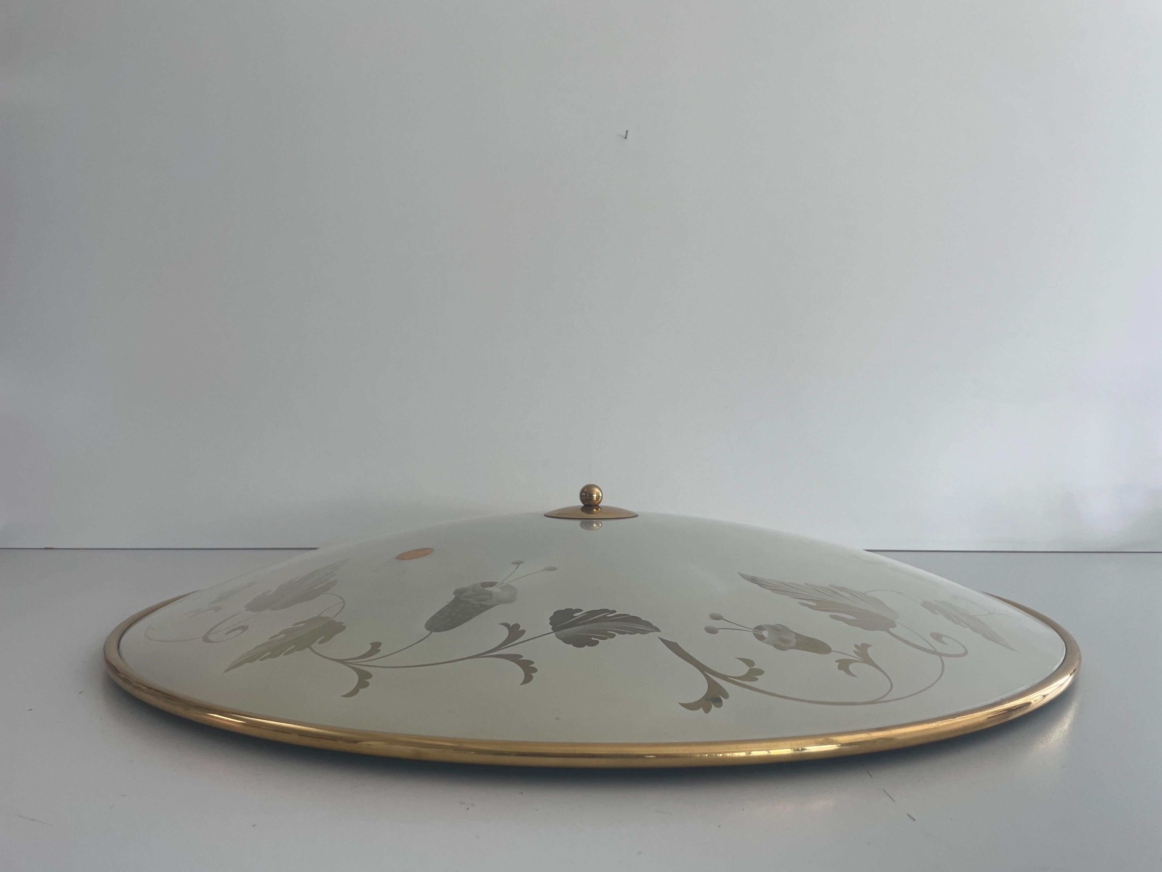 Laiton Monture de cinéma en laiton et motifs floraux en verre par Brevettato, années 1960, Italie en vente