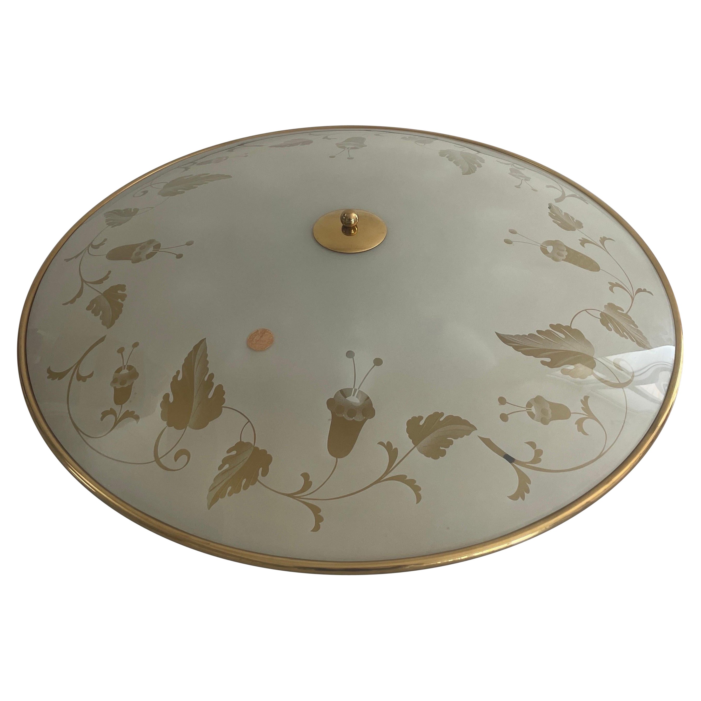 Monture de cinéma en laiton et motifs floraux en verre par Brevettato, années 1960, Italie en vente