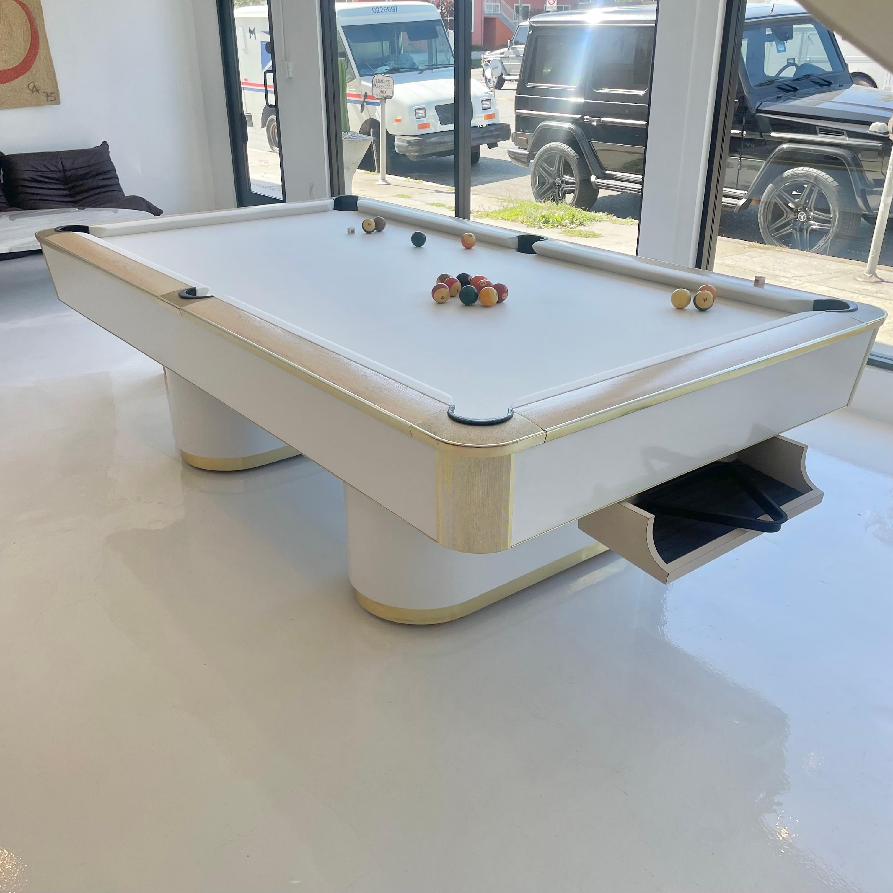 Brass and Formica Murrey Pool Table, 1980s California In Good Condition In Los Angeles, CA