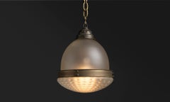 Brass and Frosted Glass Pendant, England 1950