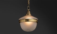 Brass and Frosted Glass Pendant, England circa 1920