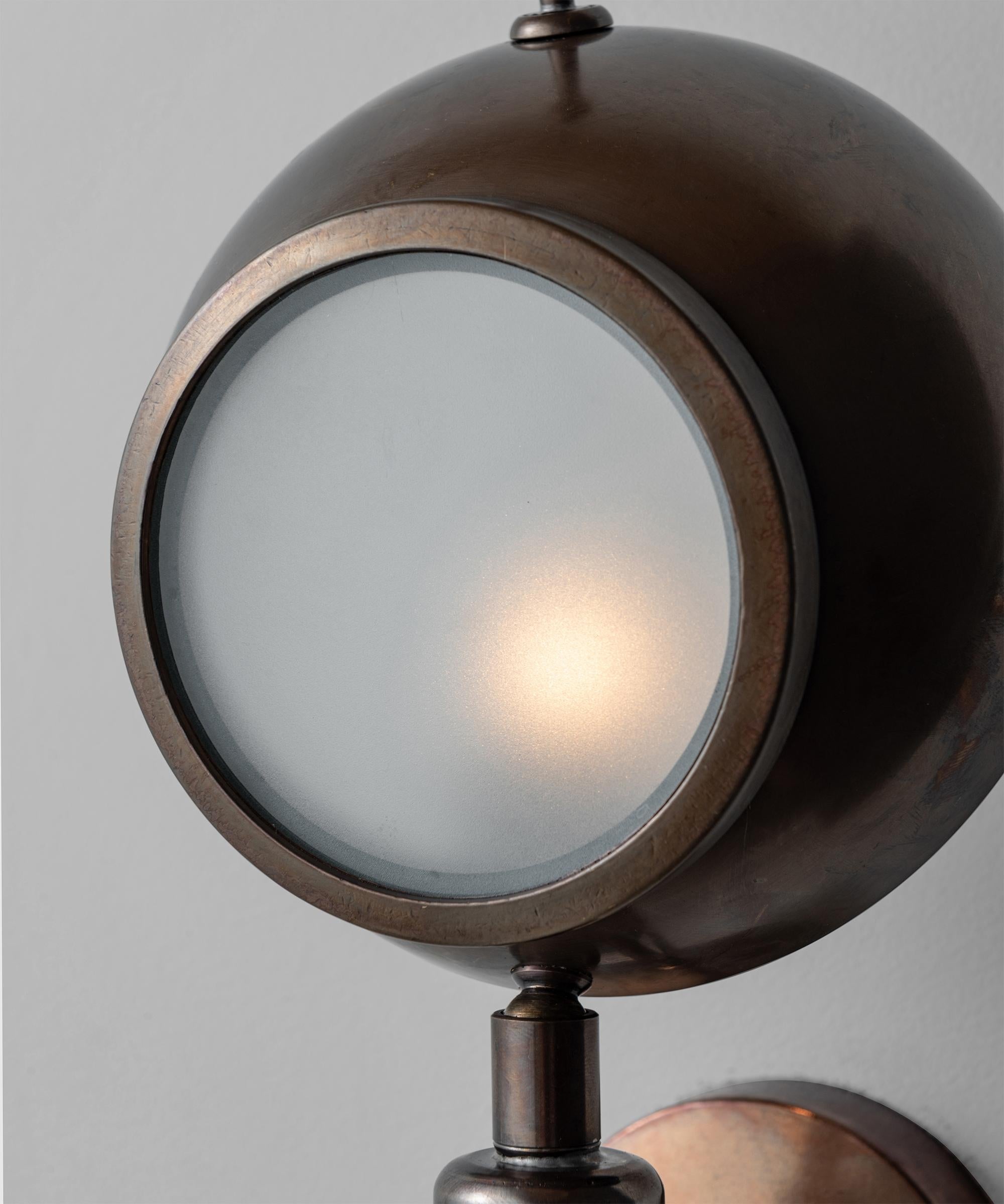 Contemporary Brass and Frosted Glass Wall Sconce, Made in Italy For Sale