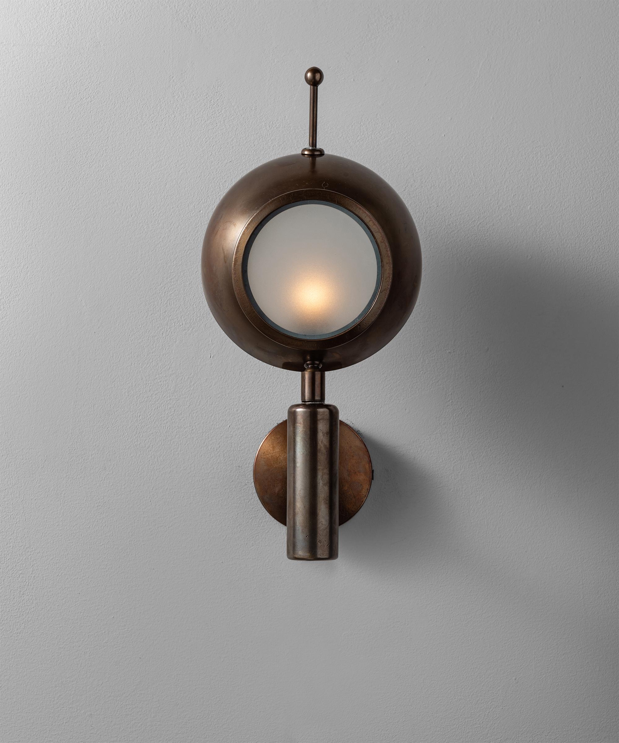 Brass and Frosted Glass Wall Sconce, Made in Italy For Sale 1