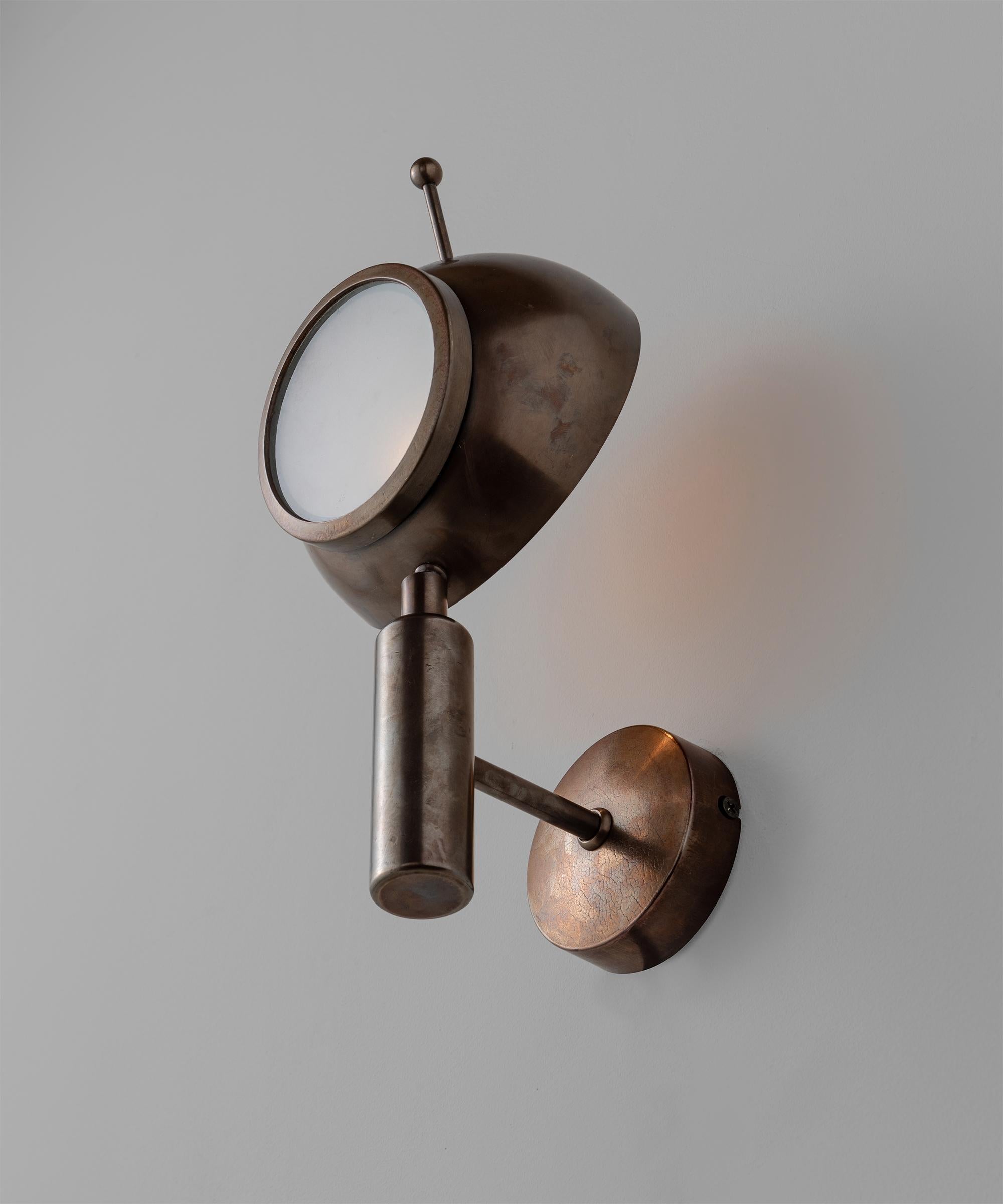 Brass and Frosted Glass Wall Sconce, Made in Italy For Sale 2