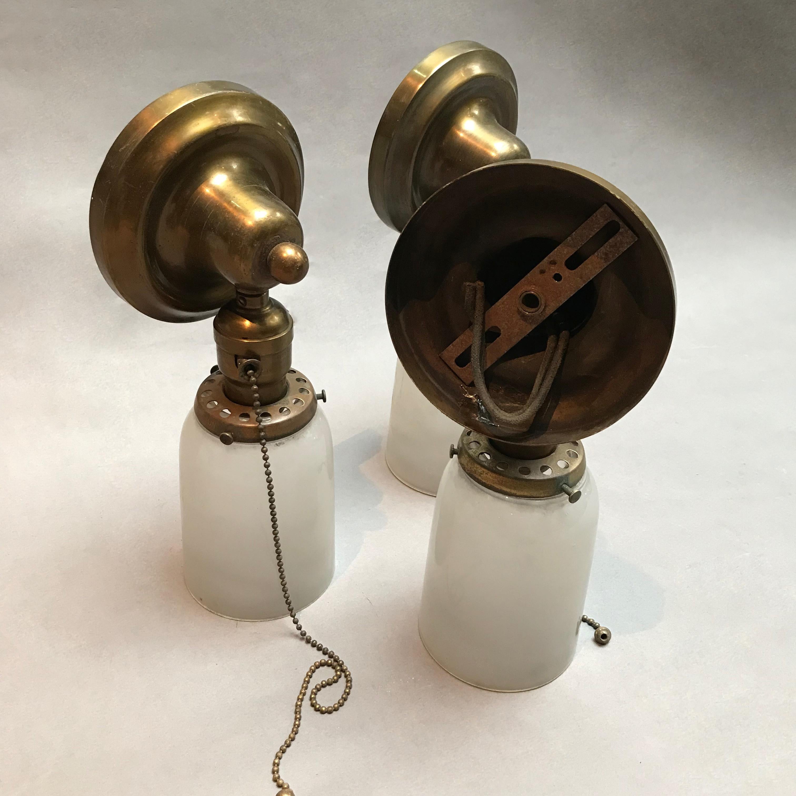 Brass and Frosted Glass Wall Sconce Lights 1