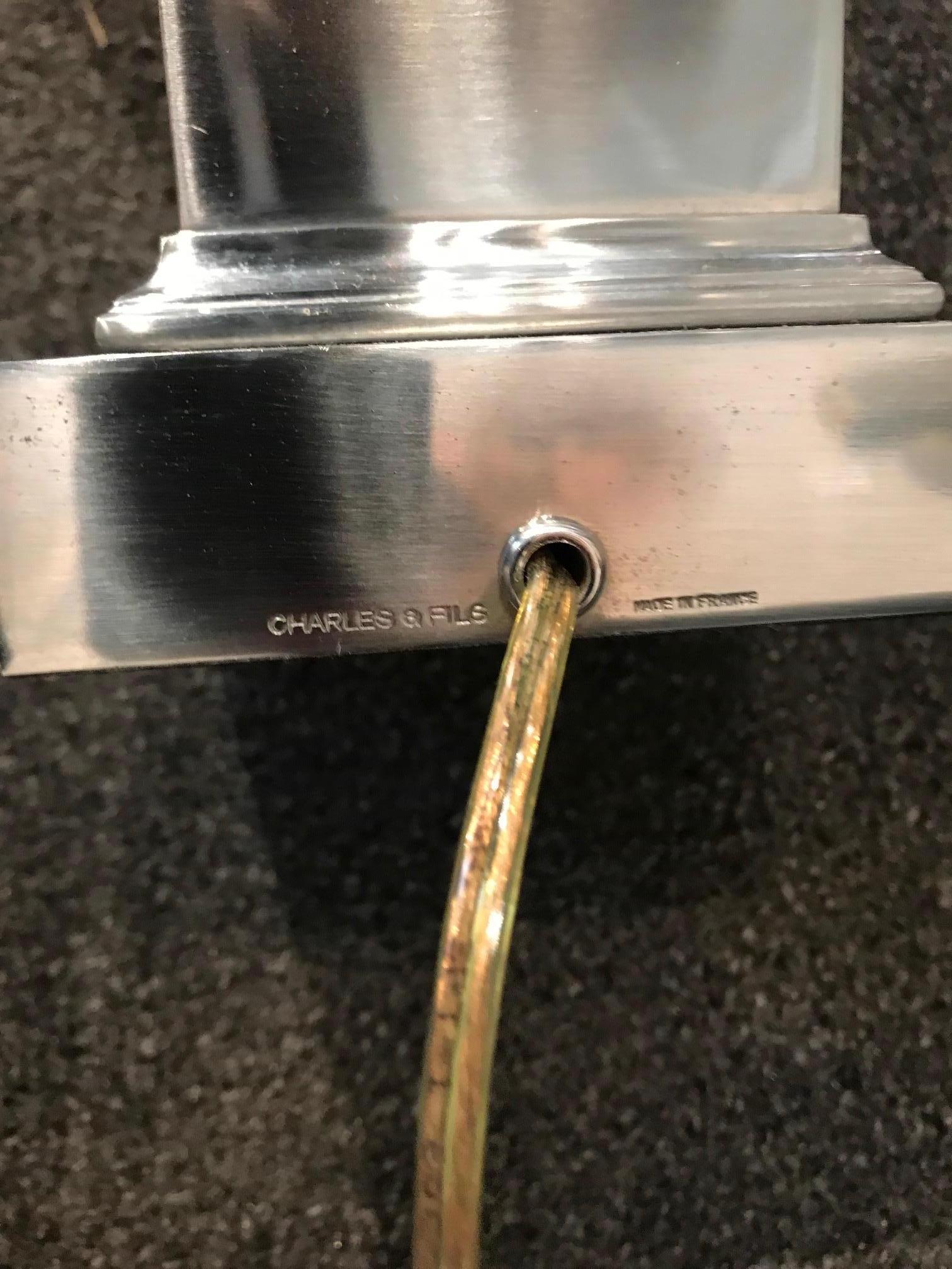 Lampe de bureau en forme de corne en laiton et bronze doré de la Maison Charles et Fils en vente 4